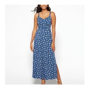 NWT 41 Hawthorn Beatriz Polka Dot Maxi Dress Blue White Wedding Guest - 2X